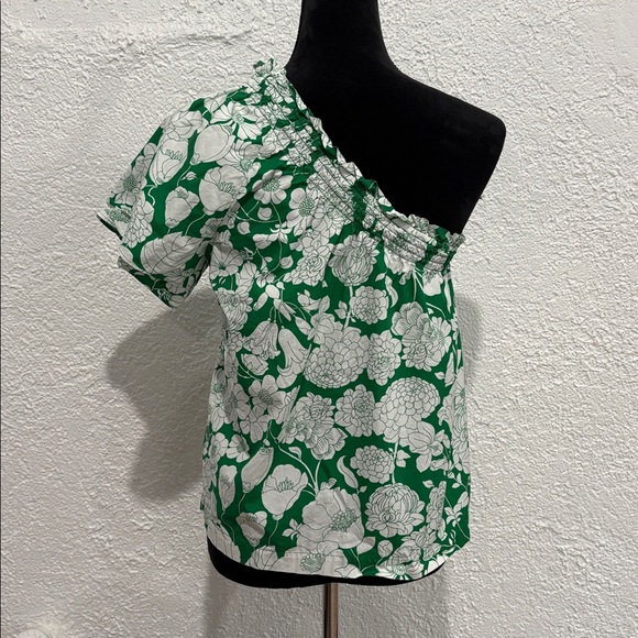 J. Crew Smocked one-shoulder top in Kelly floral Size XS - Picture 7 of 7